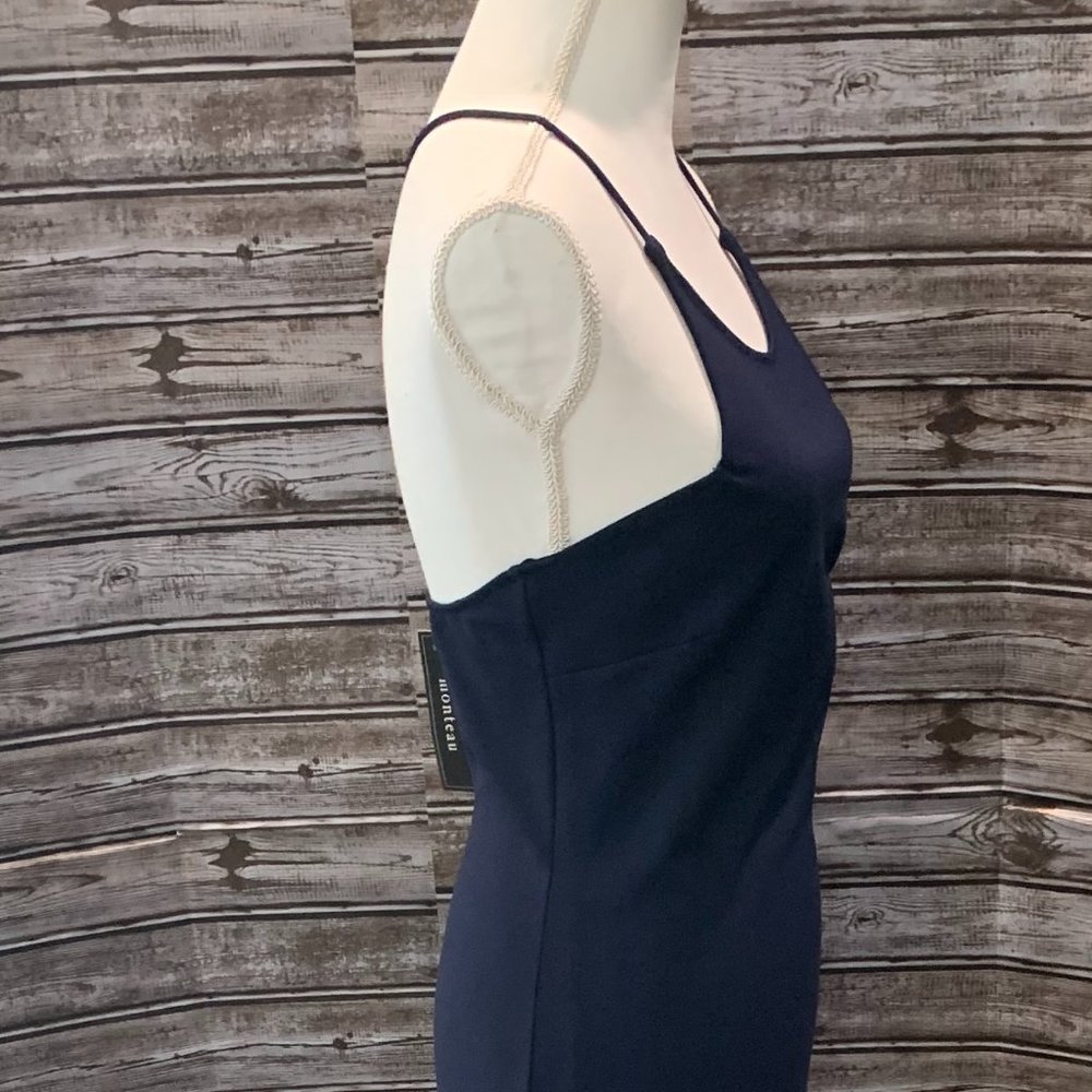 MONTEAU Navy Blue Sleeveless Halter Dress NWT - Picture 4 of 9